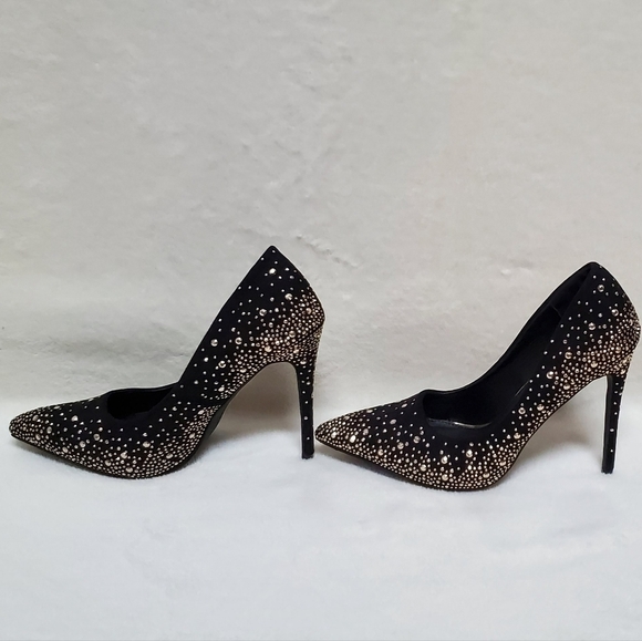 LILIANA Parish 2 Black Gold Studded Pointed Toe 5 Inch Heels Stiletto Pumps 8.5 - Picture 7 of 16